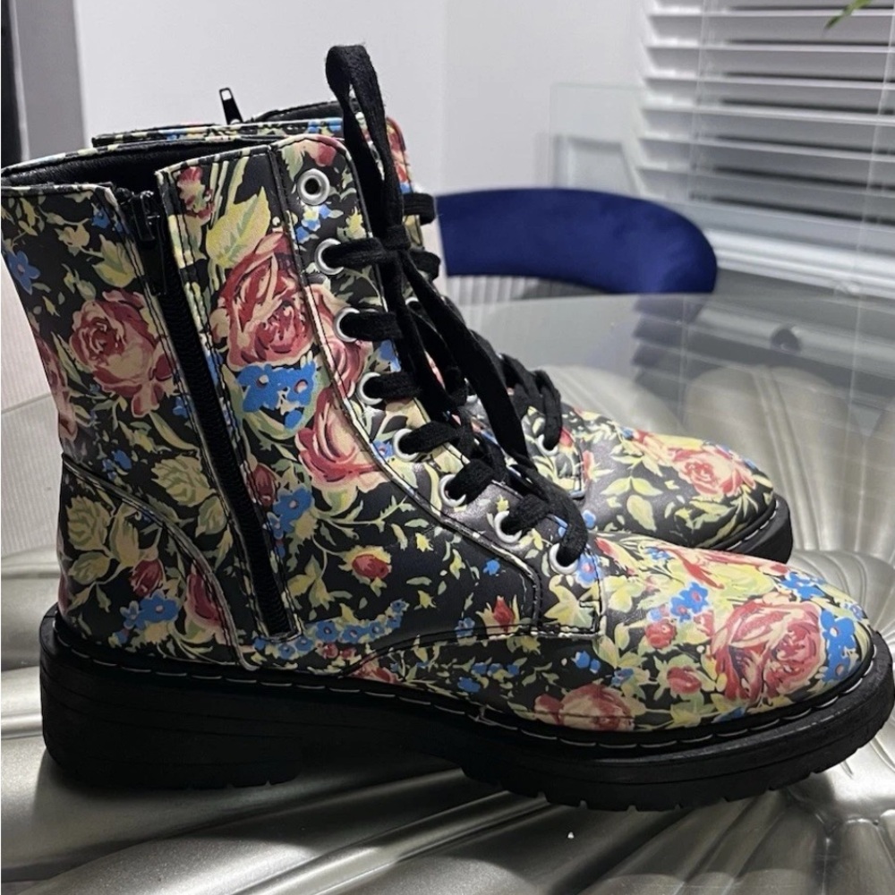 Floral Combat Boots for Women - Picture 6 of 11